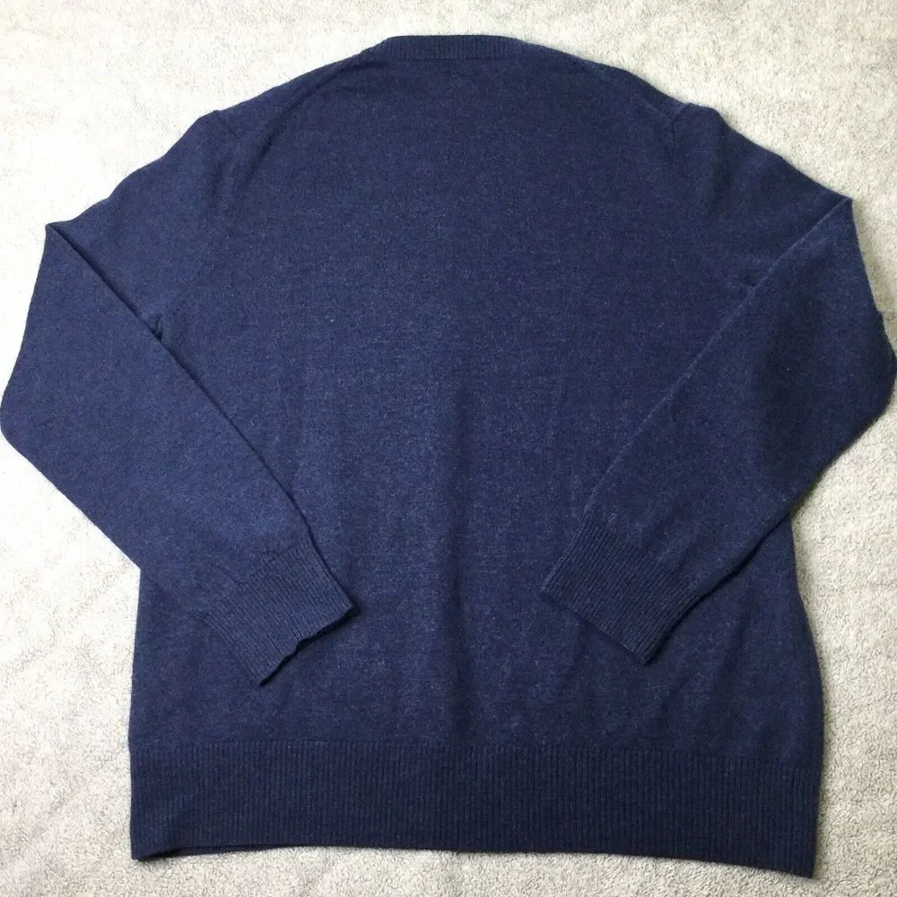 Banana Republic Extra Fine Merino Wool Sweater XL‎ Men's V Neck Blue Pullover